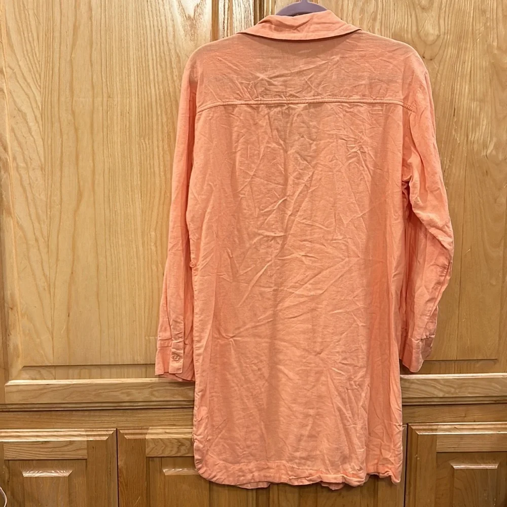 YFB Young Fabulous & Broke Women's Orange Button-Up Linen Dress - Picture 7 of 9